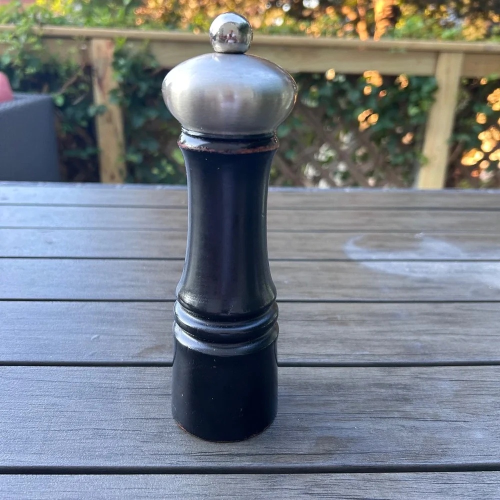 Trudeau Pepper Mill Dark Wood Stainless Steel Manual Spice Grinder Black